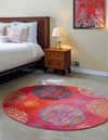 Oceanview Gardens Collection Area Rug - Marina Round Rust Red  lifestyle 45