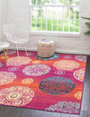 Oceanview Gardens Collection Area Rug - Marina Square Rust Red  lifestyle 32