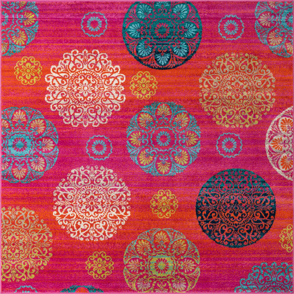 Oceanview Gardens Collection Area Rug - Marina Square Rust Red  lifestyle 25
