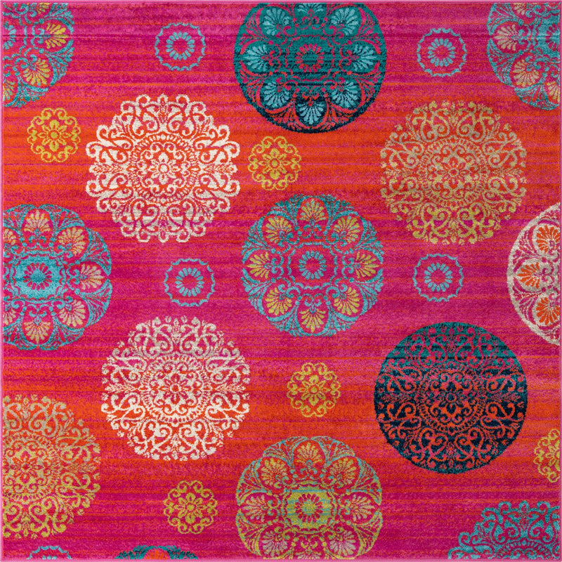 Oceanview Gardens Collection Area Rug - Marina Square Rust Red  lifestyle 25