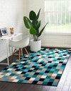 Oceanview Gardens Collection Area Rug -  Harbor Rectangle Teal  lifestyle 2