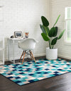Oceanview Gardens Collection Area Rug -  Harbor Rectangle Teal  lifestyle 3