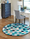Oceanview Gardens Collection Area Rug -  Harbor Round Teal  lifestyle 16