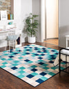 Oceanview Gardens Collection Area Rug -  Harbor Square Teal  lifestyle 24