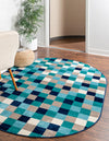 Oceanview Gardens Collection Area Rug -  Harbor Oval Teal  lifestyle 25