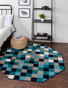 Oceanview Gardens Collection Area Rug -  Harbor Octagon Teal  lifestyle 18