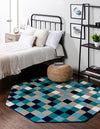 Oceanview Gardens Collection Area Rug -  Harbor Octagon Teal  lifestyle 25