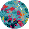 Oceanview Gardens Collection Area Rug -  Tidepool Round Aqua Blue  lifestyle 27