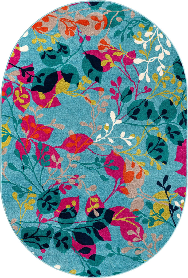 Oceanview Gardens Collection Area Rug -  Tidepool Oval Aqua  lifestyle 31