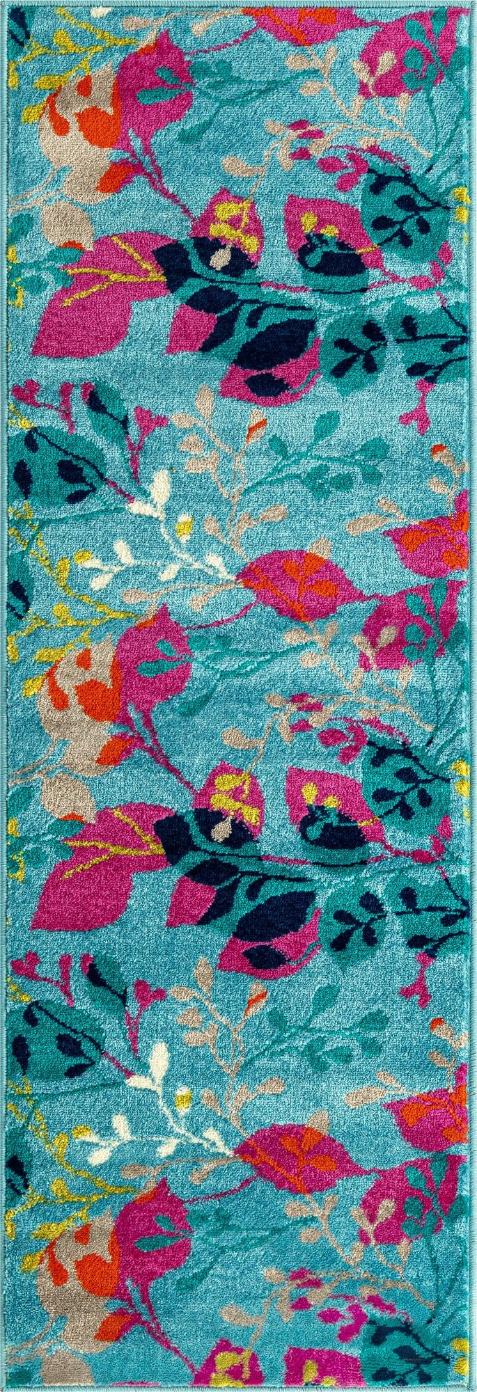 Oceanview Gardens Collection Area Rug -  Tidepool Runner Aqua Blue  lifestyle 29