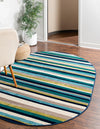 Oceanview Gardens Collection Area Rug -  Dune Oval Teal  lifestyle 27