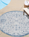Tribal Terrace Treasures Collection Area Rug - Mayan Marina (Blue) Round Blue  lifestyle 0