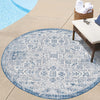 Tribal Terrace Treasures Collection Area Rug - Mayan Marina (Blue) Round Blue  lifestyle 8