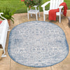 Tribal Terrace Treasures Collection Area Rug - Mayan Marina (Blue) Oval Blue  lifestyle 9