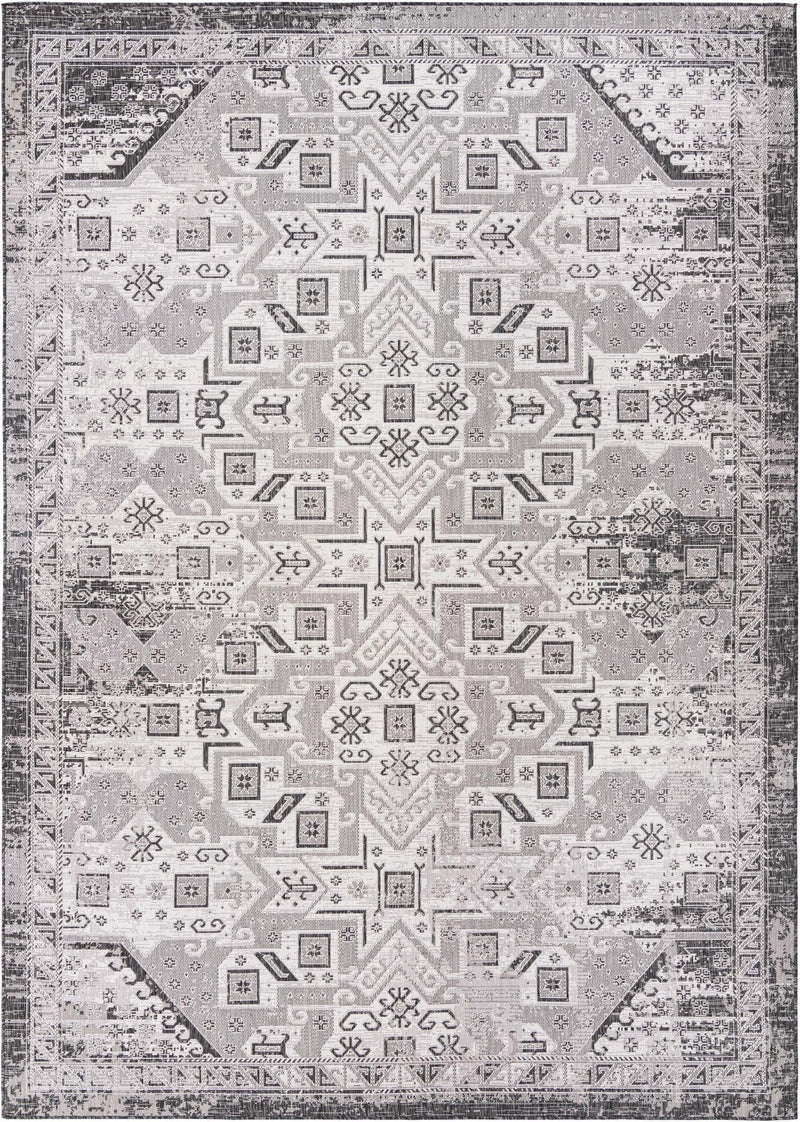 Tribal Terrace Treasures Collection Area Rug - Mayan Marina (Charcoal Gray) Rectangle Charcoal Gray Main