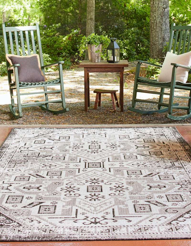 Tribal Terrace Treasures Collection Area Rug - Mayan Marina (Charcoal Gray) Rectangle Charcoal Gray  lifestyle 2
