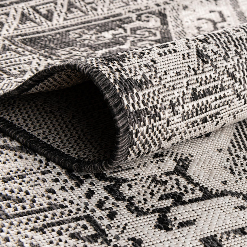 Tribal Terrace Treasures Collection Area Rug - Mayan Marina (Charcoal Gray) Rectangle Charcoal Gray  lifestyle 4