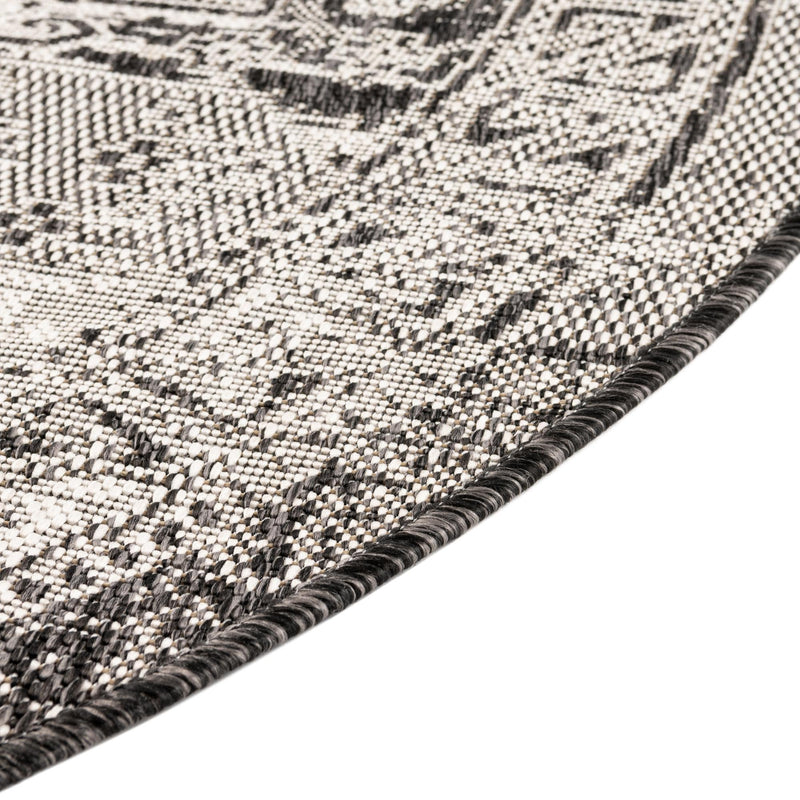 Tribal Terrace Treasures Collection Area Rug - Mayan Marina (Charcoal Gray) Oval Charcoal Gray  lifestyle 5