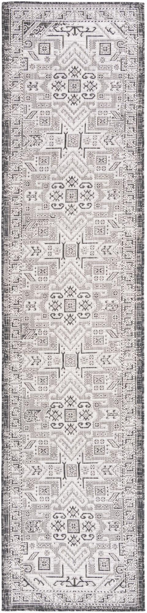 Tribal Terrace Treasures Collection Area Rug - Mayan Marina (Charcoal Gray) Runner Charcoal Gray Main