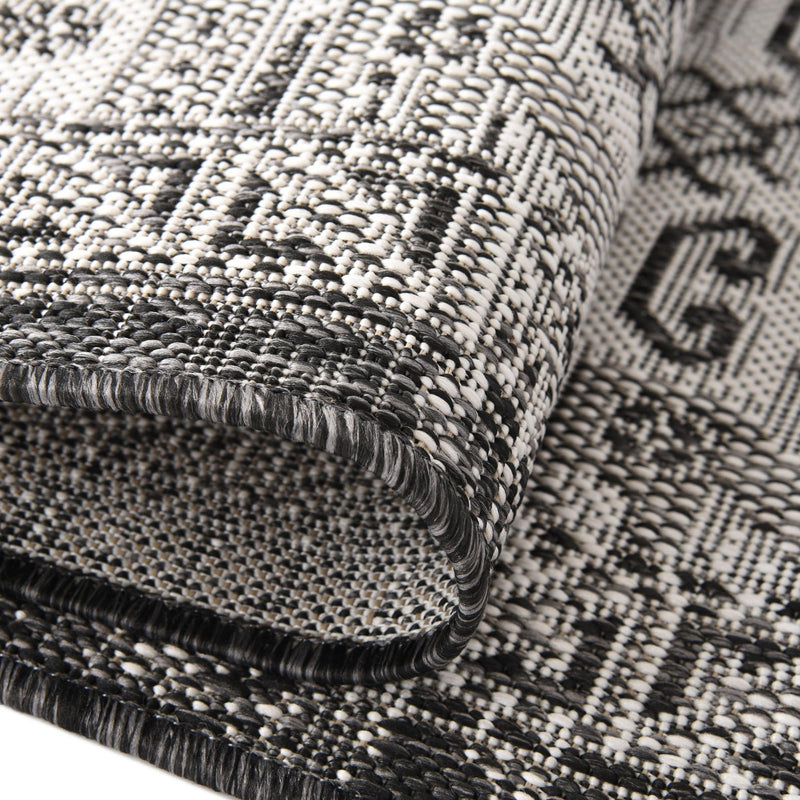 Tribal Terrace Treasures Collection Area Rug - Mayan Marina (Charcoal Gray) Runner Charcoal Gray  lifestyle 4