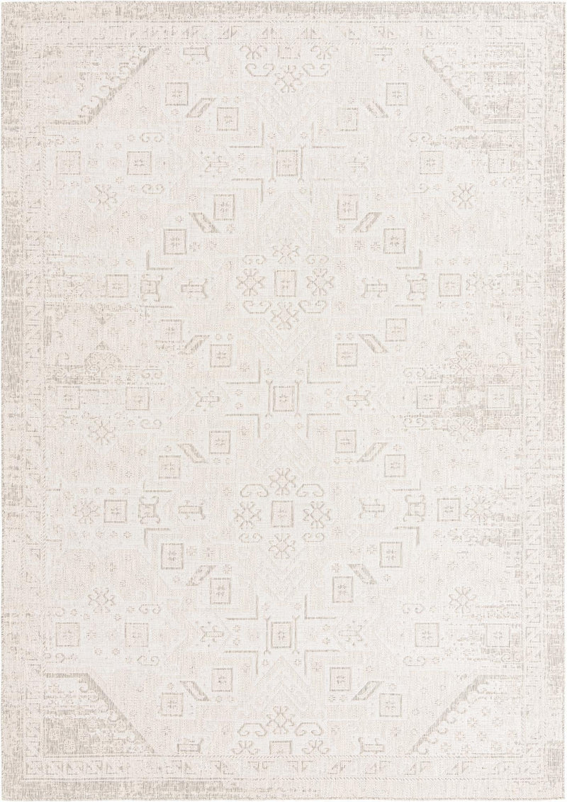 Tribal Terrace Treasures Collection Area Rug - Mayan Marina (Light Gray) Rectangle Light Gray Main