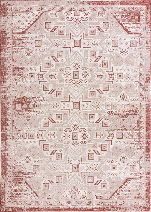 Tribal Terrace Treasures Collection Area Rug - Mayan Marina (Rust Red) Rectangle Rust Red Main