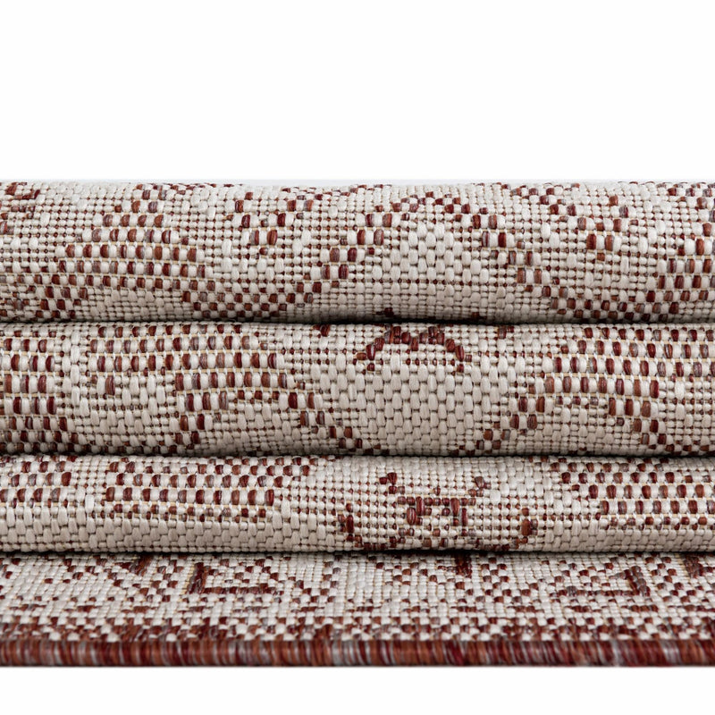 Tribal Terrace Treasures Collection Area Rug - Mayan Marina (Rust Red) Rectangle Rust Red  lifestyle 38