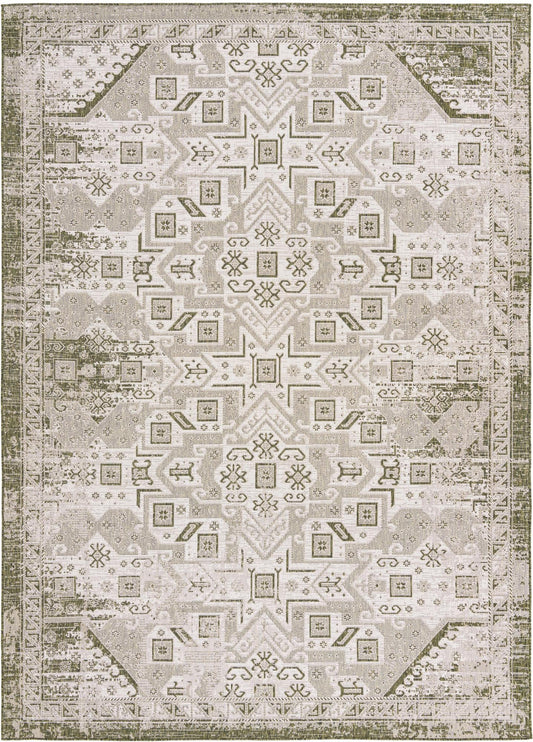 Tribal Terrace Treasures Collection Area Rug - Mayan Marina (Green) Rectangle Green Main