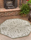 Tribal Terrace Treasures Collection Area Rug - Mayan Marina (Green) Octagon Green  lifestyle 0