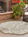 Tribal Terrace Treasures Collection Area Rug - Mayan Marina (Green) Octagon Green  lifestyle 2
