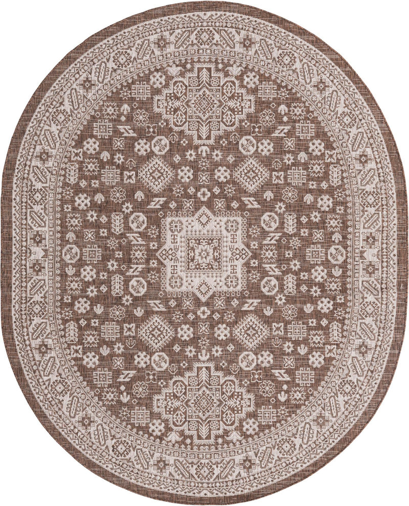 Tribal Terrace Treasures Collection Area Rug -  Incan Isle (Brown) Oval Brown Main