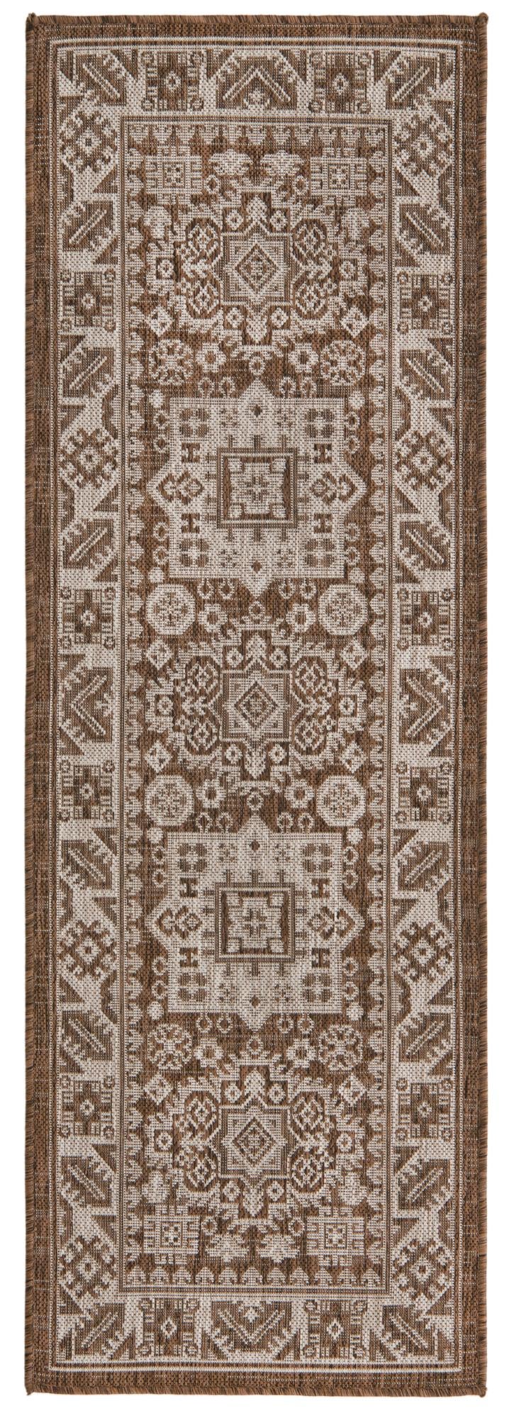 Tribal Terrace Treasures Collection Area Rug -  Incan Isle (Brown) Runner Brown Main