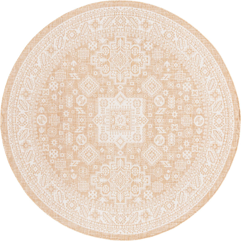 Tribal Terrace Treasures Collection Area Rug -  Incan Isle (Natural) Round Natural Main