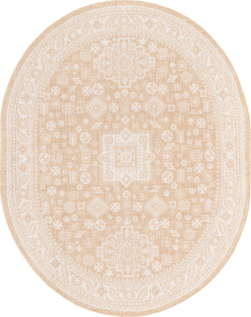 Tribal Terrace Treasures Collection Area Rug -  Incan Isle (Natural) Oval Natural Main