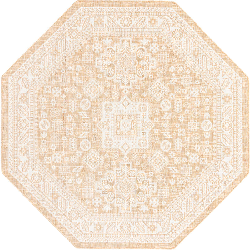 Tribal Terrace Treasures Collection Area Rug -  Incan Isle (Natural) Octagon Natural  lifestyle 10