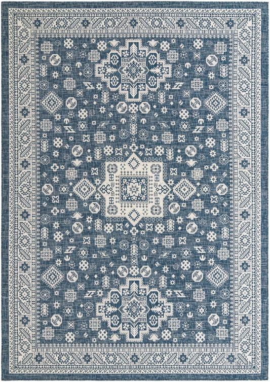 Tribal Terrace Treasures Collection Area Rug -  Incan Isle (Blue) Rectangle Blue Main