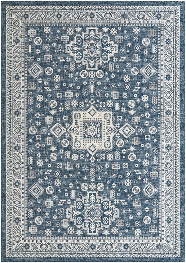 Tribal Terrace Treasures Collection Area Rug -  Incan Isle (Blue) Rectangle Blue Main