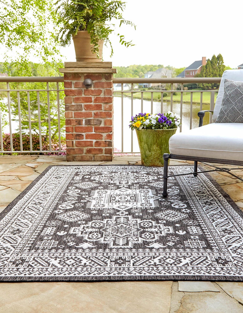Tribal Terrace Treasures Collection Area Rug -  Incan Isle (Charcoal Gray) Rectangle Charcoal Gray  lifestyle 2