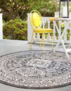 Tribal Terrace Treasures Collection Area Rug -  Incan Isle (Charcoal Gray) Round Charcoal Gray  lifestyle 2