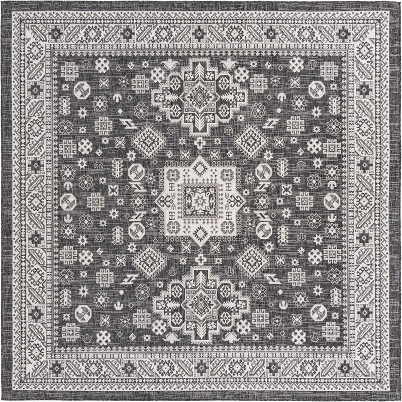 Tribal Terrace Treasures Collection Area Rug -  Incan Isle (Charcoal Gray) Square Charcoal Gray Main