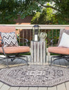 Tribal Terrace Treasures Collection Area Rug -  Incan Isle (Charcoal Gray) Octagon Charcoal Gray  lifestyle 2
