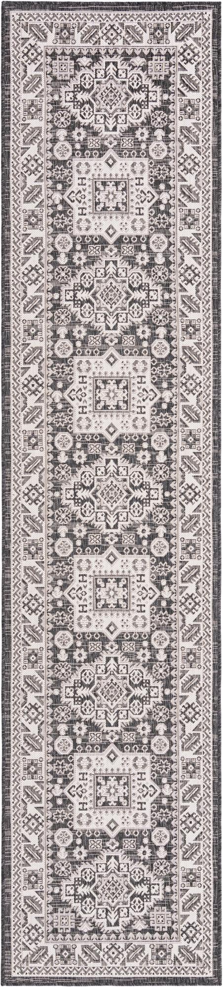 Tribal Terrace Treasures Collection Area Rug -  Incan Isle (Charcoal Gray) Runner Charcoal Gray Main