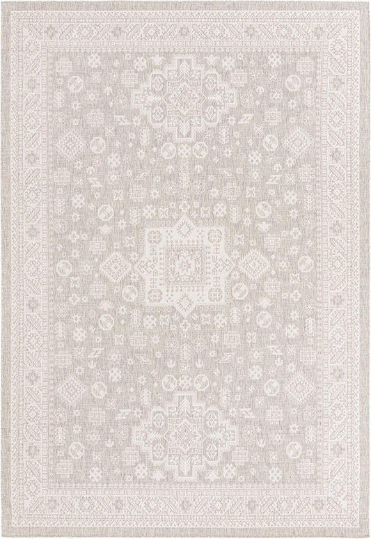 Tribal Terrace Treasures Collection Area Rug -  Incan Isle (Light Gray) Rectangle Light Gray Main