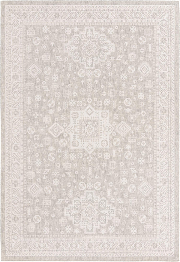 Tribal Terrace Treasures Collection Area Rug -  Incan Isle (Light Gray) Rectangle Light Gray Main