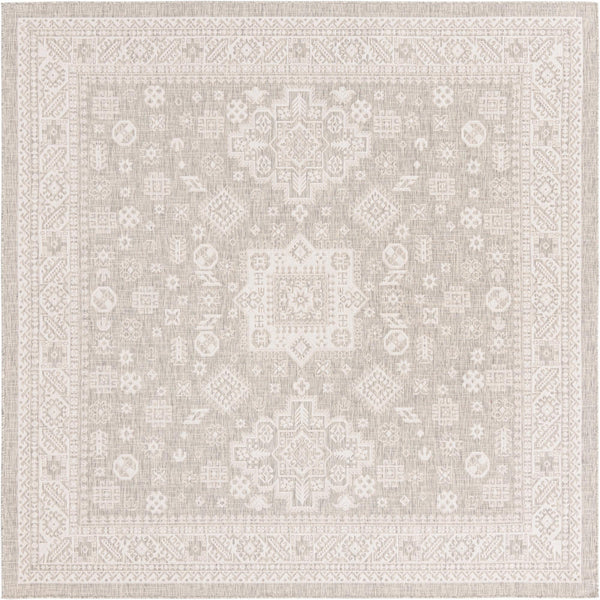 Tribal Terrace Treasures Collection Area Rug -  Incan Isle (Light Gray) Square Light Gray Main