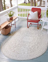 Tribal Terrace Treasures Collection Area Rug -  Incan Isle (Light Gray) Oval Light Gray  lifestyle 0