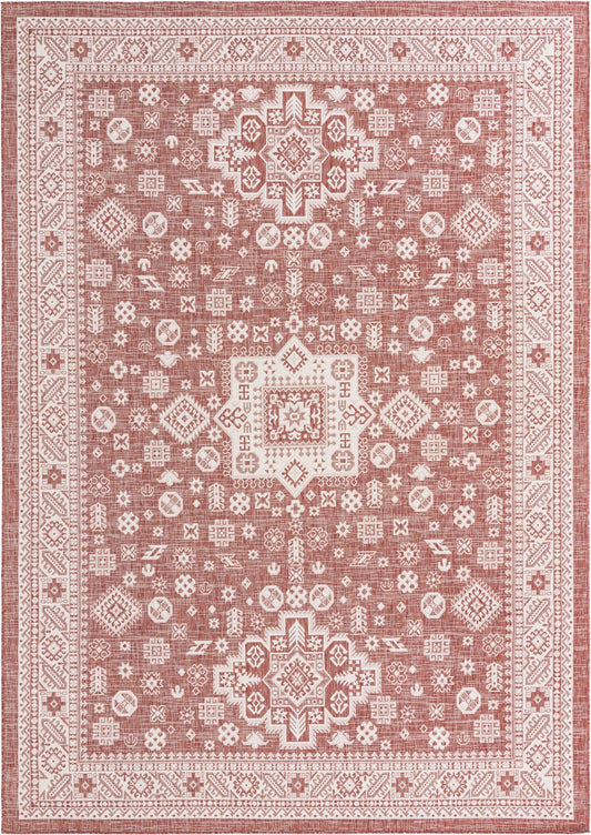 Tribal Terrace Treasures Collection Area Rug -  Incan Isle (Rust Red) Rectangle Rust Red Main