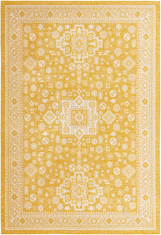 Tribal Terrace Treasures Collection Area Rug -  Incan Isle (Yellow) Rectangle Yellow Main