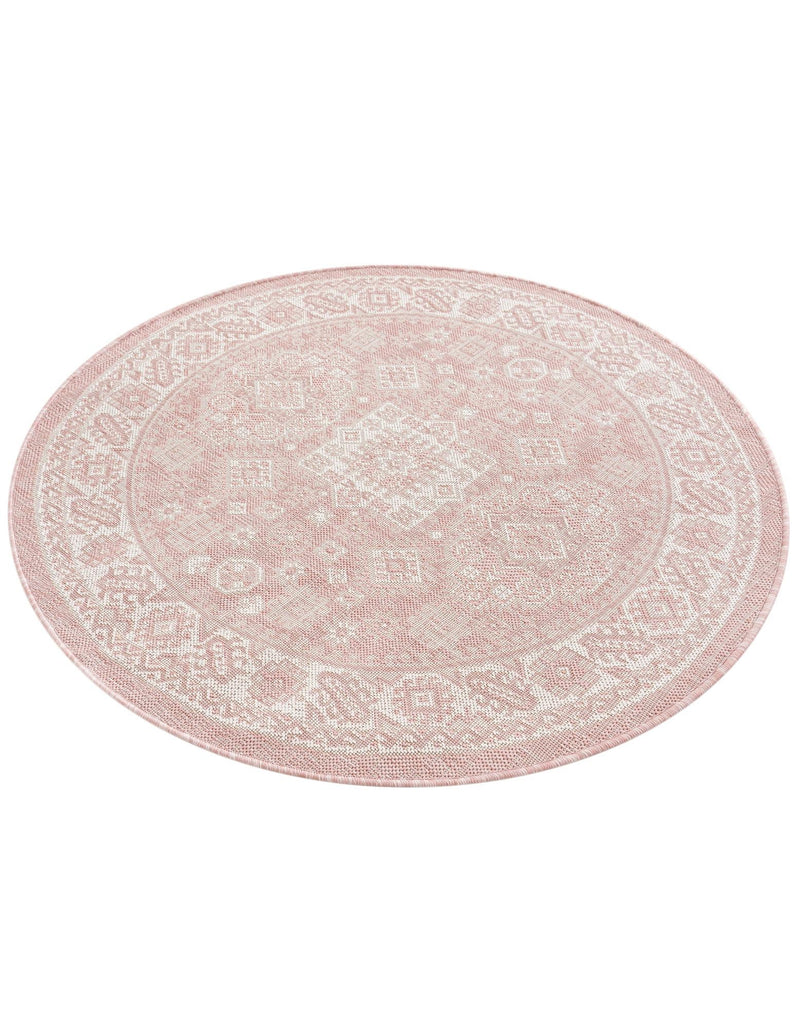 Tribal Terrace Treasures Collection Area Rug -  Incan Isle (Pink) Round Pink  lifestyle 20