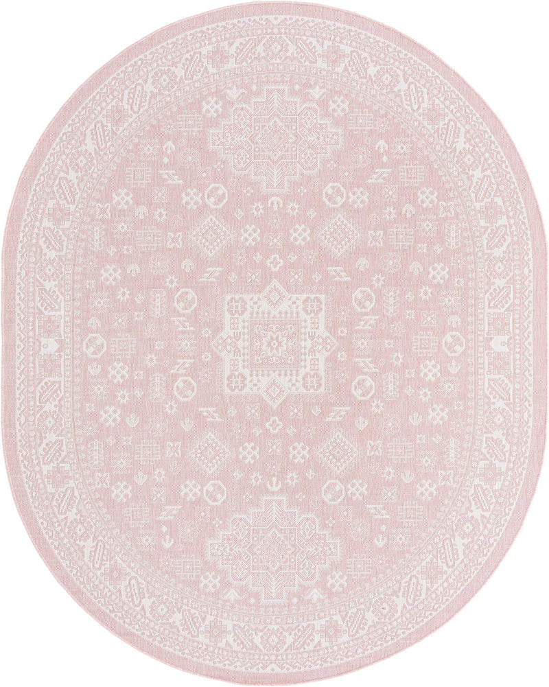Tribal Terrace Treasures Collection Area Rug -  Incan Isle (Pink) Oval Pink Main